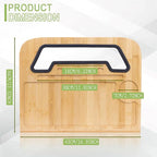 Bamboo Steering Wheel Tray,Double Sided Car Steering Wheel Tray with Silicone Protective Ring, Universal Laptop Desk for Eating,Reading,Writing,Natural Wood Snack & Writing Table