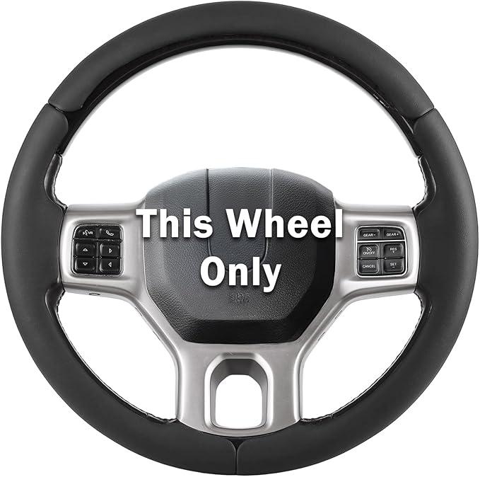 Steering Wheel Cover for Ram 1500, Car Steering Wheel Cover for Dodge Ram 1500 (2012-2018) 1500 Classic(2019-2023) 2500(2012-2018) 3500(2012-2018) 5500(2012-2018), Black