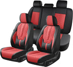 Coverado Car Seat Covers Full Set, Faux Leather Seat Covers for Car, Luxury Automotive Seat Covers Waterproof Car Seat Protec