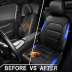 CAR PASS Memory Foam Leather Seat Covers,Air Cool Mesh Thick Car Seat Covers Front Seats Blue Leather Seat Covers for Cars Un