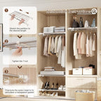 Hershii Expandable Shelf Rod Closet System Heavy Duty Clothes Hanger Adjustable DIY Storage Organizer Shoe Rack
