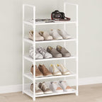 5-Tier Small Shoe Rack,Stackable Shoe Shelf Storage Organizer for Entryway Hallway Closet Bathroom Living Room(White-5Tier)