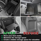 Muslogy Center Console Organizer Two-Layer & Hidden Box Magnet Opening Design Compatible with Ford Ranger 2024 2025 2026 & Raptor Accessories Secret Organizer Insert Tray Divider Storage Box