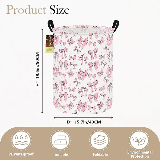 HUNRUNG Laundry Hamper,Large Canvas Fabric Lightweight Storage Basket Toy Organizer Dirty Clothes Collapsible Waterproof for 