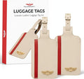 Genuine Leather Luggage Tag with Privacy Flap Set for Men Women Travel Easy with Suitcase Tags Identifiers (Nude, 2 Pack)