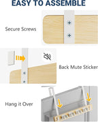 Lorbro Broom Holder Door Mount, Over the Door Broom and Mop Holder with 2 Over Door Hooks, Wood Broom Hanger, Tool Rack Organ