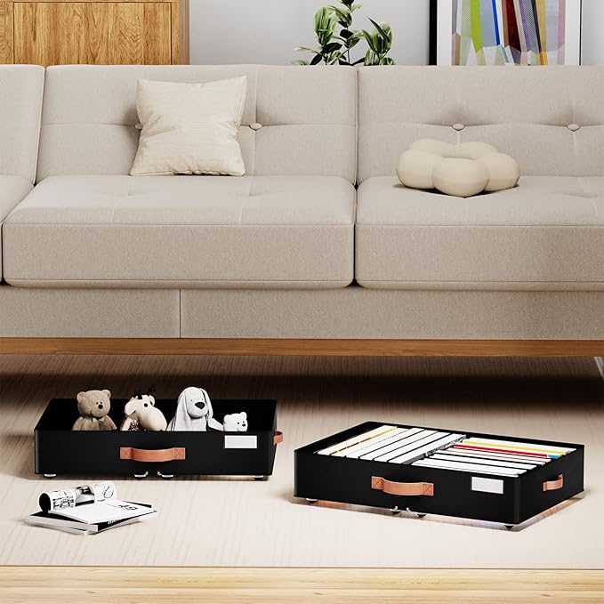 Underbed Storage With Wheels,low profile 5.5 inches Height Storage Bins,Rolling Underbed Shoe Storage Containers,Underbed Sto