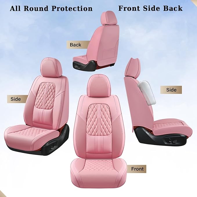 Coverado Car Seat Covers Full Set, Automotive Front and Rear Seat Covers with Backrest, Nappa Leather Car Seat Protectors Wat