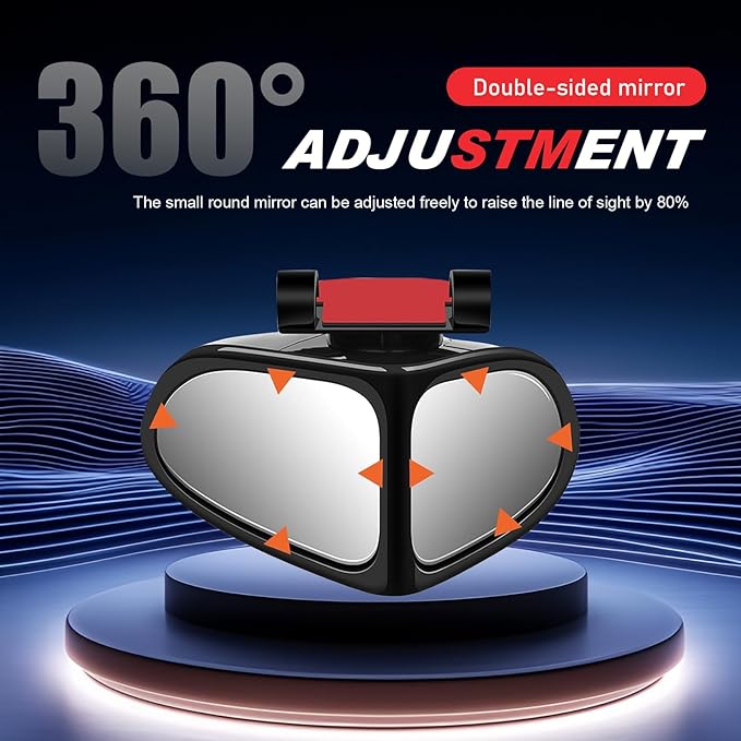 2 PCS Car Blind Spot Mirror, 360 Degrees Panoramic Adjustable Wide-angle Mirror, HD Waterproof Dual-sided Glass Reverse Parking Auxiliary Tools, Universal for Most Vehicles (Black)
