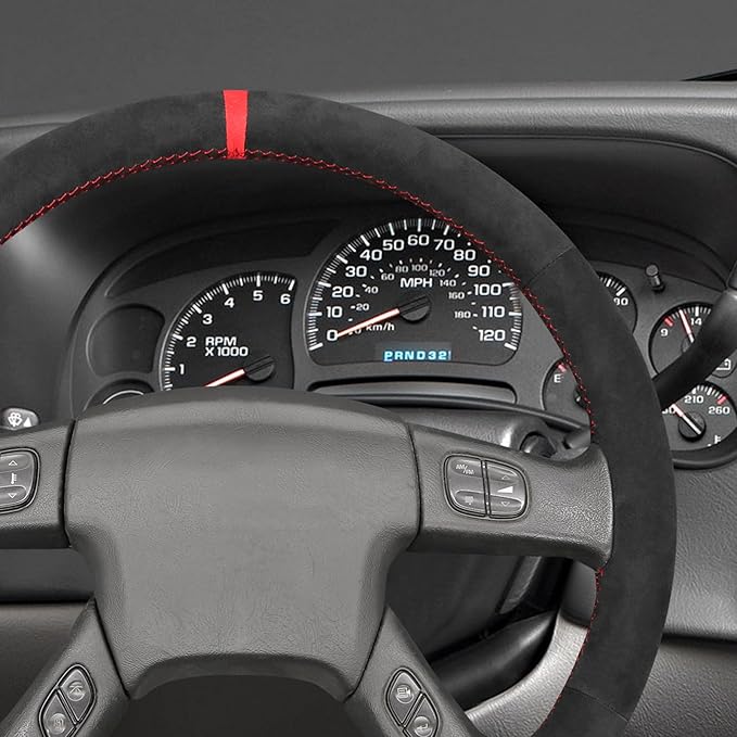 MEWANT Hand Stitched Steering Wheel Cover for Chevy Silverado 1500 2003-2006 Trailblazer 9040 Athsuede Steering Wrap