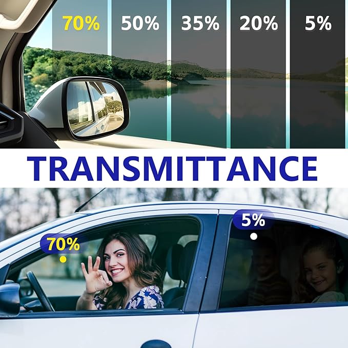 Window Tint Film for Cars Privacy Protection Automotive Film 5% VLT Nano Ceramic Car Winodw Tint Front Windshield Heat Glare UV IR Rays Block Scratch Resistance 36" X15ft