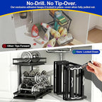 Under Sink Organizer, Dual-Rail Ball-Bearing, Under Kitchen Sink Organizer, 6-Level Adjustable, Under Cabinet Organizer, No-D