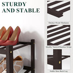 Smiry Bamboo Shoe Rack for Closet, 5 Tier Small Wooden Stackable Shoe Organizer, Free Standing Shoes Storage Shelf for Entryw