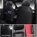 CAR PASS Memory 3D Foam Car Seat Covers Full Set, Breathable Mesh Thick Seat Covers for Car, Red Metal Film Leather Seat Cove
