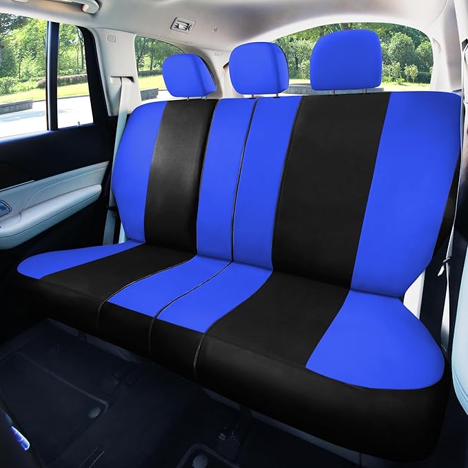 FH Group Car Seat Covers Rear Set Cloth - Universal Fit Automotive Seat Covers, Low Back Front Seat Covers, Solid Back Seat C
