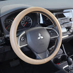 BDK Ergonomic Grip Steering Wheel Cover - Leather Performance Grip for Standard Size Wheels 14.5-15 inch Beige