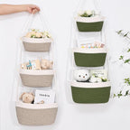 Hanging Storage Baskets, Over the Door Basket, Cotton Wall Baskets Storage, Hanging Door Basket with 4 Hooks