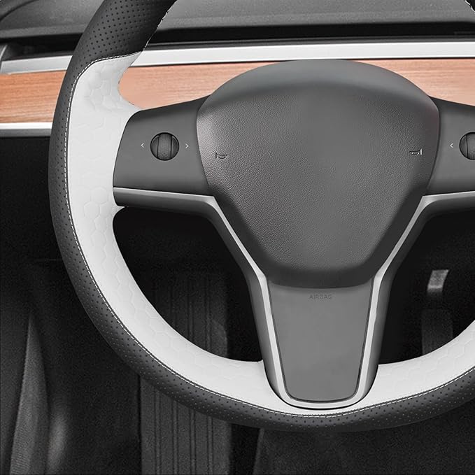 MEWANT Hand Stitched Steering Wheel Cover for Tesla Model 3 2017-2023 / Model Y 2020-2023 Accessories