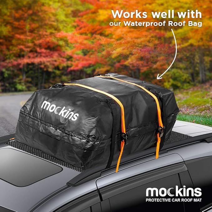 Mockins 51" x 39" Anti Slip Mat for Car Rooftop Bag | Durable Soft Roof Rack Pads | Customizable Cargo Mats for Back of SUV Truck & Van | Scratch-Resistant Car Roof Mat to Keep Cargo from Slipping