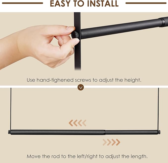 Closet Rod Extenders - Black Adjustable Closet Hanging Rod, Width & Height Expandable Clothes Rod, Space-Saving Closet Organi