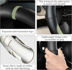 Black Avocado Green Car Steering Wheel Cover, Nappa Leather, Bottom Color Blocking, Universal 14.5-15 Inch Leather Anti-Slip 
