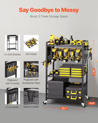 VEVOR 4-Tier Tool Organizer Cart, 150 lbs Load Capacity, Floor Stand Rolling Drill Holder and Stability Storage Rack, Heavy D