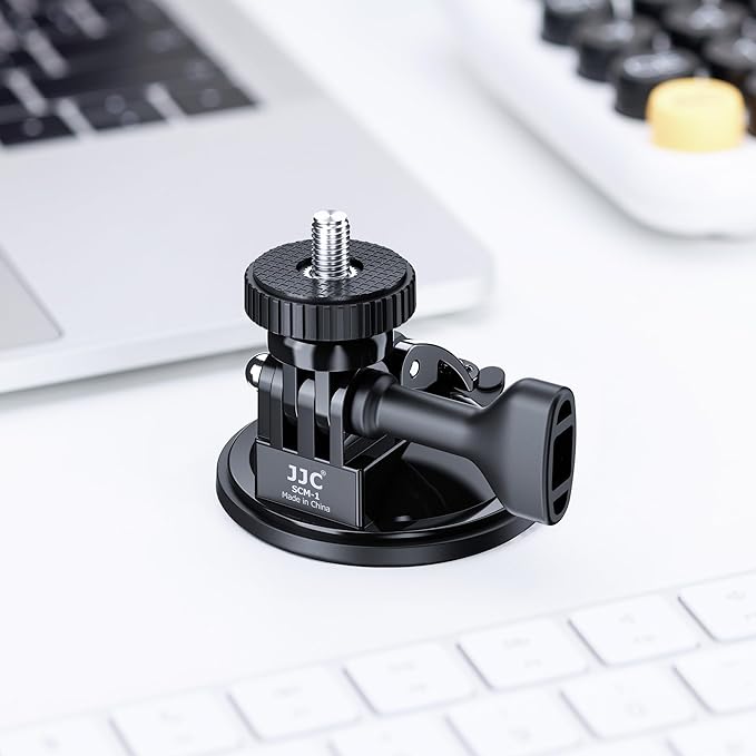 JJC Suction Cup Mount with 1/4"-20 Screw for DJI OSMO Nano Action 6 5 Pro 4 3 Action Camera, Strong Stable Suction Cup Base Compatible with Gopro 13 12 11 10, for Insta360 X5 X4 X3 OSMO 360 Car Mount