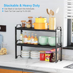 Narrow Expandable Cabinet Shelf Organizer 5.51" Width, Kitchen Counter Storage Shelves Spice Racks, Small Cupboard Countertop