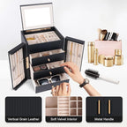 Dajasan Large Jewelry Box for Women, Jewelry Organizer Box with 3 Drawers, Jewelry Storage Organizer with Mirror for Necklace