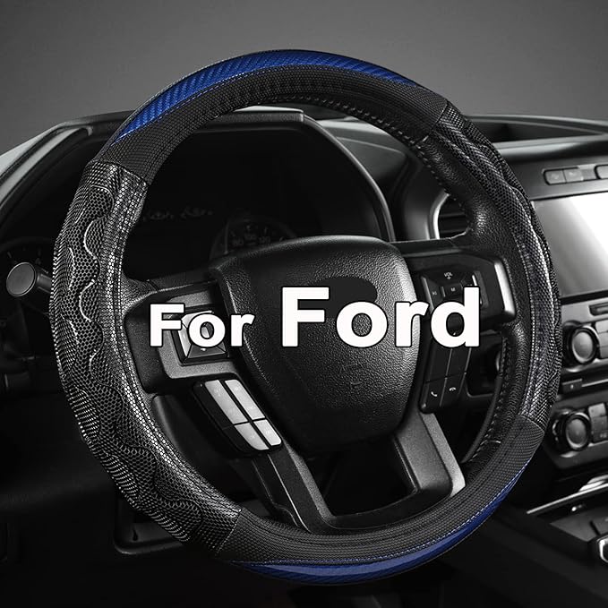 GIANT PANDA Car Steering Wheel Cover for Ford F150 F250 F350 Expedition 15.5-16 inches - Blue