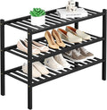 ROMGUAR CRAFT 3 Tier Bamboo Shoe Rack for Closet Free Standing Wood Shoe Shelf Storage Organizer for Entryway Small Space Sta