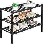ROMGUAR CRAFT 3 Tier Bamboo Shoe Rack for Closet Free Standing Wood Shoe Shelf Storage Organizer for Entryway Small Space Sta