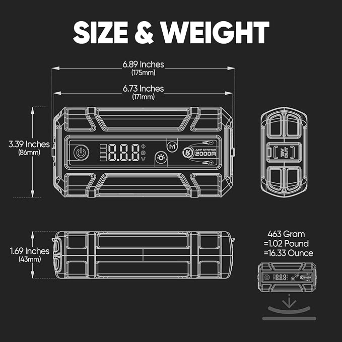 LOKITHOR J400 2000A Portable Jump Starter, 12V Lithium Battery Booster with ConnectMax Tech, Smart Digital Display, Car