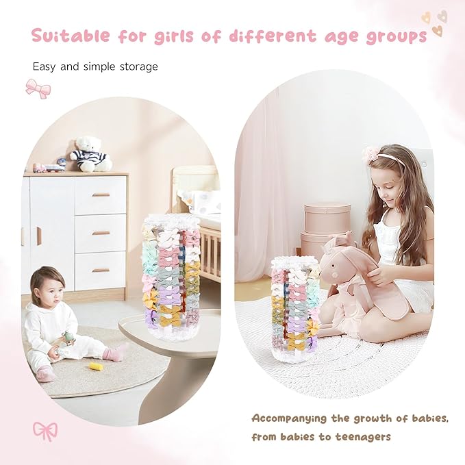POVETIRE Bow Holder for Girls Hair Bows,Pink Hair Bow Organizer, Hair Clips Stand Hair Accessories Rack Display Decors Baby N