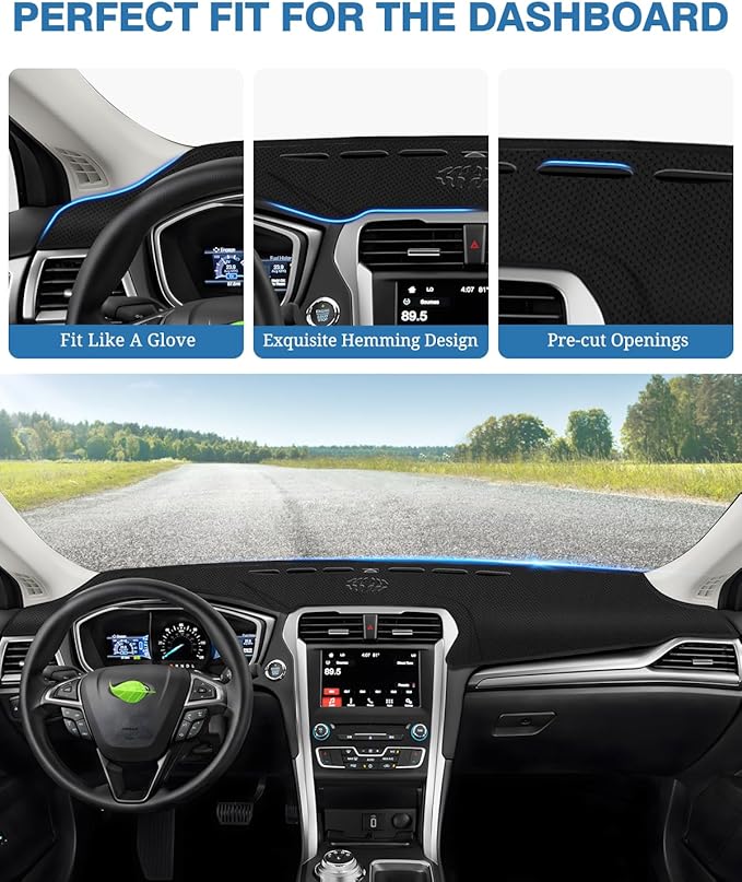 FIILINES Dash Cover Fit for Ford Fusion 2013-2020 Dashboard Cover Fusion Accessories Dash Mat Sunshade Nonslip Mesh Protector