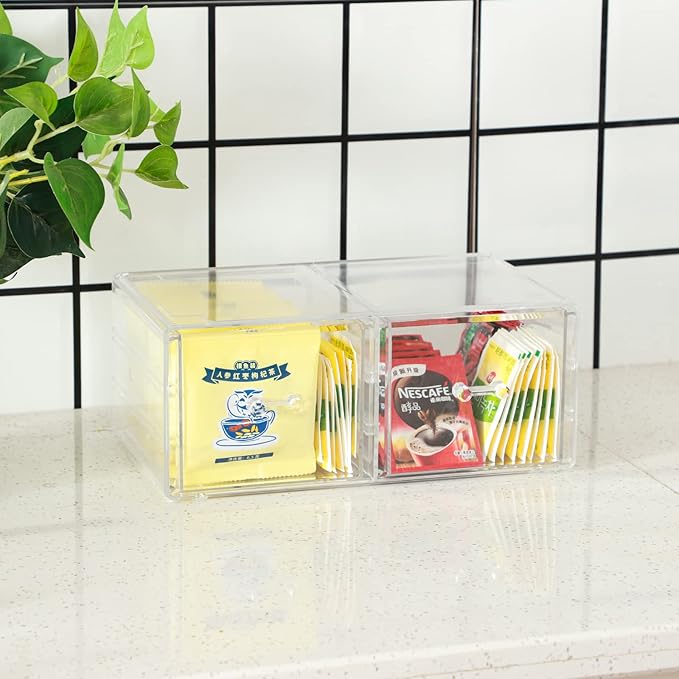 Cq acrylic Clear Stacking Make Up Organizers and Storage With 2 Drawers,4.7" Tall Acrylic Medicine Cabinet Organizer,Plastic 