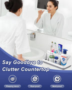 Bathroom Counter Organizer and Storage with 2 Pack Qtip Holder Dispenser, 7 Slots Detachable Toothbrush Holders for Bathrooms