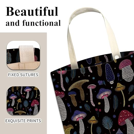 Car Trash Can, Cute Car Trash Bag, Hanging Car Organizer and Storage Bag, Trash Bin for Car Accessories, Vehicle, Travelling, Camping Colorful Boho Mushroom