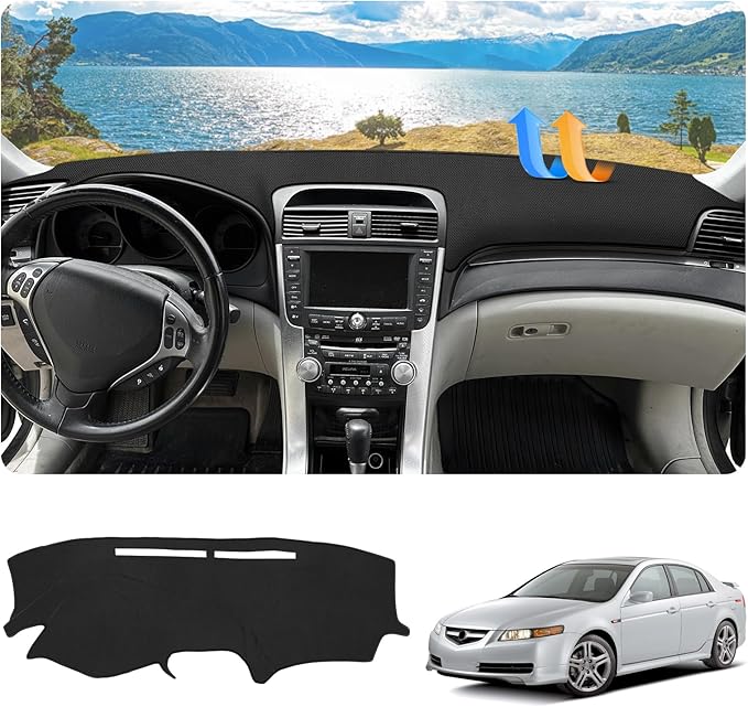FIILINES Dash Cover for 2004-2008 Acura TL, Dashboard Mat Accessories Dash Cover Sunshade Nonslip Mesh Protector No Glare Bla