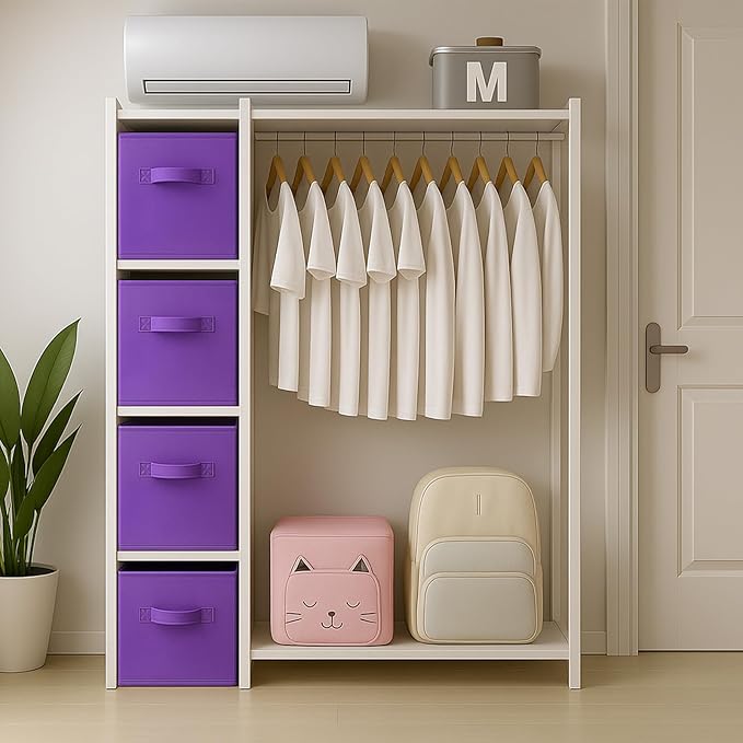 ShellKingdom Storage Bins, Foldable Fabric Storage Cubes And Cloth Storage Organizer Drawer For Closet And Toys, 6 Pack (Viol