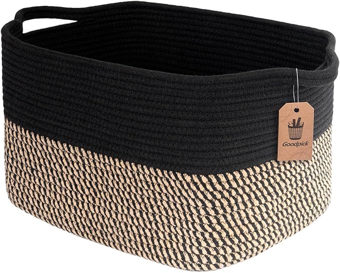 Goodpick Cube Storage Bins - Towel, Book, Cloth, Shoes, Closet Shelf Woven Baskets for Office, Baby Laundry, Toys, 13''x10''x