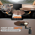 Car Tray Cup Holder Desk, 360° Rotating PU Leather Food Car Table - Steering Wheel Tray Road Trip Essentials Accessories for Tesla Model Y/3/S, Ford F150 Most Vehicles