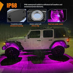 Nilight LED Rock Light 6PCS Pink Purple Underglow Wheel Well Fender Pods Waterproof Exterior Underbody Roof Rack Side Lamps for 12V 24V Car Truck Pickups ATV UTV SUV Motorcycle Boat