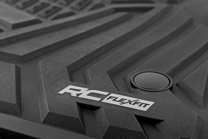 Rough Country Flex-Fit Front Floor Mats for Ford F-250/F-350 Super Duty (2017-2025) Crew Cab - Custom All-Weather Non-Slip TPE Liners w/Spill Saver Lip