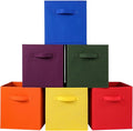 Stero Fabric Storage Bins 6 Pack Fun Colored Durable Storage Cubes with Fabric Handles Foldable Cube Baskets for Home, Kids R