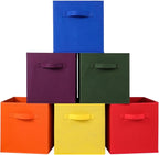 Stero Fabric Storage Bins 6 Pack Fun Colored Durable Storage Cubes with Fabric Handles Foldable Cube Baskets for Home, Kids R
