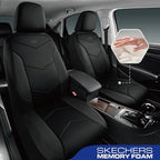 Skechers Memory Foam Seat Covers,Leather Car Seat Covers, Ultimate Comfort & Support Front Seat Covers Airbag Compatible, Aut