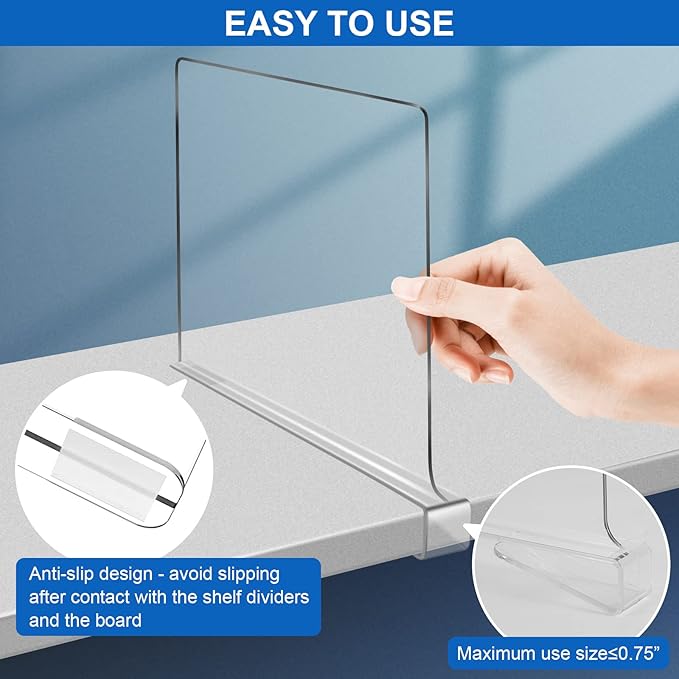 Acrylic Shelf Dividers for Closet Organization 6PCS Closet Shelf Divider Closet Dividers for Shelves Shelf Organizer for Clos