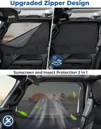 JOYTUTUS Front Wrangler Side Window Sun Shade Camping Window Insect Screen Compatible with Wrangler JK JL Gladiator JT 2007-2026, Car Window Covers for Privacy Blackout 2 Pcs