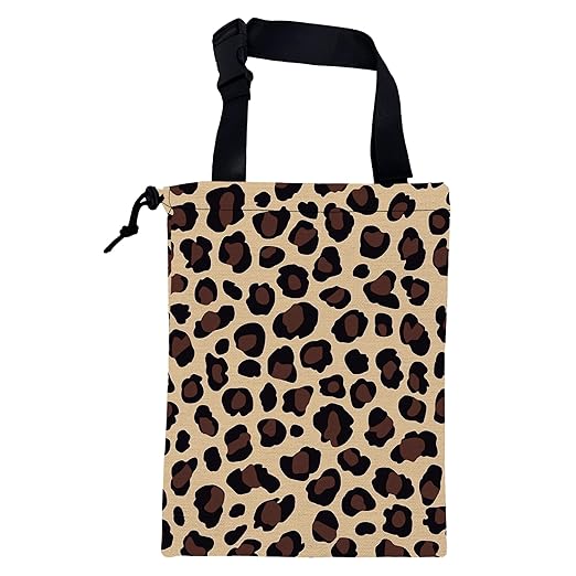 Car Trash Bag Abstract Brown Leopard Leak-Proof Car Garbage Bag with Drawstring Foldable Canvas Trash Bin with Adjustable Buckle for Car Accessories, Travelling, Camping
